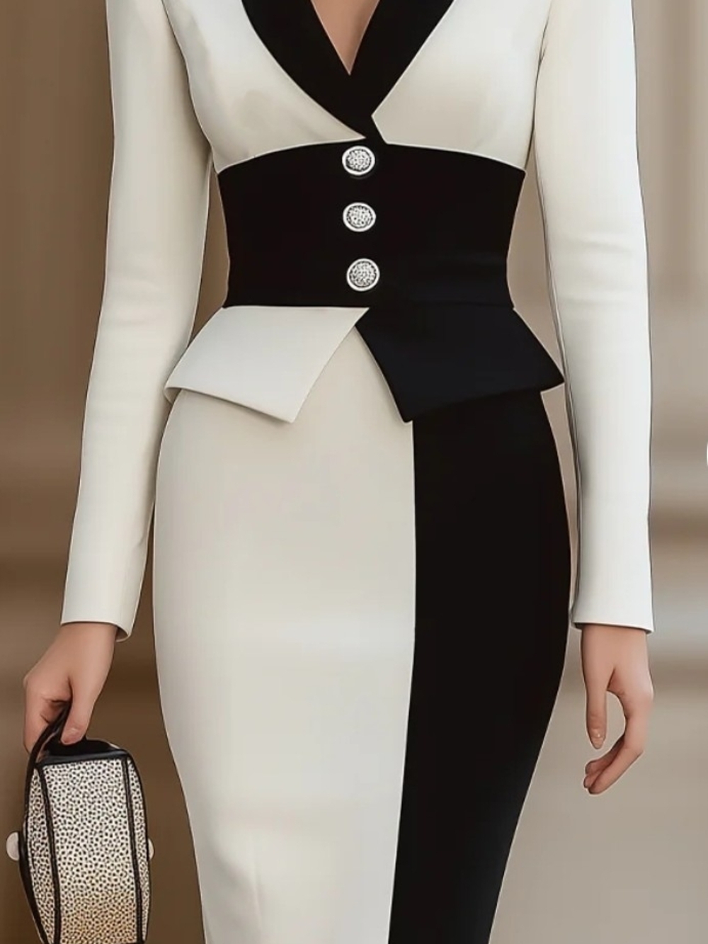 NWT MOOYIUS Timeless Contrast: Black & White Tailored Pencil Dress, SZ XL Modern